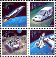 1989 USA Air Mail Stamp Futuristic Mail Delivery Sc#c125a Post Space Plane Car Moon Shuttle - United States