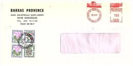 Lettre Taxée, 1981, Affranchie  EMA  BARRAS MANOSQUE 1.60Fr, Taxe 2.70Fr, 4 Timbres  FLEUR  /6000 - 1960-.... Covers & Documents