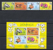 Dominica, Yvert 331/334+BF13, Scott 337/340+337a/340a, MNH - Dominica (1978-...)