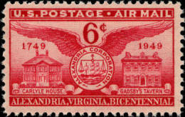 1949 USA Air Mail Stamp Alexandria VA Bicentennial Sc#c40 Post Architecture Bird Relic - 2b. 1941-1960 Ungebraucht