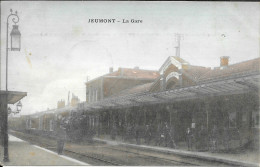 59 - JEUMONT - La GARE - Colorisée - Train - Beau Plan - SUP RARE - Jeumont