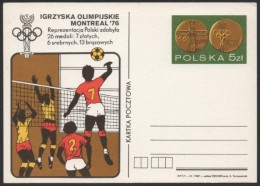 VOLLEYBALL - POLAND 1987 - OLYMPIC GAMES MONTREAL 1976 - MEDALS OF POLAND - MINT STATIONERY - Volleyball