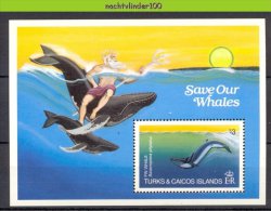 Nbu001 FAUNA ZEEZOOGDIEREN WALVIS NEPTUNE SAVE OUR WHALES SEA MAMMALS BALEINES MARINE LIFE TURKS & CAICOS 1983 PF/MNH - Wale