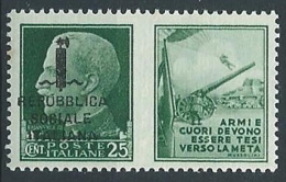 1944 RSI PROPAGANDA DI GUERRA 25 CENT MNH ** - ED829 - War Propaganda