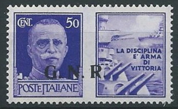 1944 RSI PROPAGANDA DI GUERRA 50 CENT BRESCIA II TIPO MNH ** - ED838 - War Propaganda