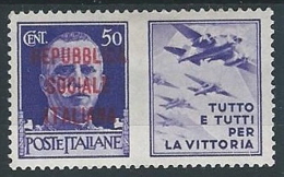 1944 RSI PROPAGANDA DI GUERRA 50 CENT MH * - ED831-2 - War Propaganda