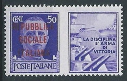 1944 RSI PROPAGANDA DI GUERRA 50 CENT MNH ** - ED831-2 - Propaganda Di Guerra