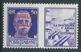 1944 RSI PROPAGANDA DI GUERRA 50 CENT MNH ** - ED831-4 - Propaganda Di Guerra