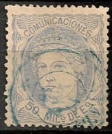 Timbres - Espagne - 1870-1872 - 50 Mils De Escudo - N° 107 - - Used Stamps