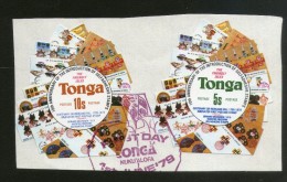 Tonga 1980 5s+10s Rowland Hill Stamp On Stamp Odd Shaped Set Used # 1625 - Tonga (1970-...)