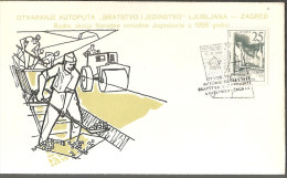 104.YUGOSLAVIA 1958  Motorway Ljubljana Zagreb Cover - Cartas & Documentos