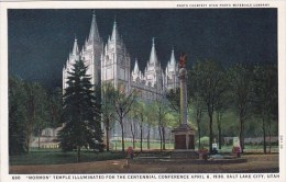 Mormon Temple Illuminated For The Centennial Conference April 6 1930 Salt Lake City Utah - Salt Lake City