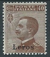 1912 EGEO LERO EFFIGIE 40 CENT MH * - ED841 - Aegean (Lero)
