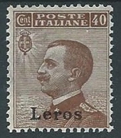 1912 EGEO LERO EFFIGIE 40 CENT MH * - ED841 - Egeo (Lero)