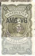 MARCA DA BOLLO REVENUE - TRIESTE AMG VG - CONCESSIONI GOVERNATIVE LIRE 5 - Steuermarken