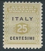 1943 OCCUPAZIONE ANGLO AMERICANA SICILIA 25 CENT MH * - ED846 - Occup. Anglo-americana: Sicilia