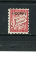 ANDORRE - Y&T Taxe N° 3* - Unused Stamps