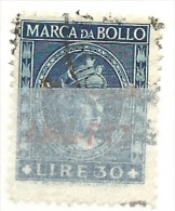 MARCA DA BOLLO REVENUE - TRIESTE AMG FTT  - LIRE 30 - ROSSA - Fiscale Zegels