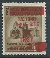 1945 OCCUPAZIONE JUGOSLAVA TRIESTE 20 C VARIETà DOPPIA SOPRASTAMPATA MNH ** E843 - Ocu. Yugoslava: Trieste