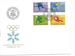 Enveloppe Timbrée Liechtenstein 1975 Jeux Olympiques D'hiver Innsbruck 1976 - Briefe U. Dokumente