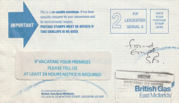LEICESTER To WELTON British Gas COVER Boxed UNDELIVERED WELTON Cachet RETURNED TO SENDER  Prepaid PPI Stamps Energy Gb - Gaz