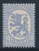 FINLAND/Finnland 1926 Def.10p Blue Lions Wmk Swastika, Perf 14¼ X 14 ¾ ** MNH - Unused Stamps