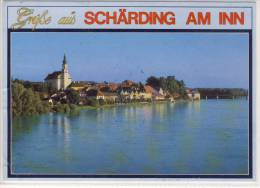 SCHÄRDING Am Inn - Luftbild, Werbestempel Der Inn-Schiffahrt Schaurecker - Schärding