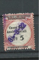 MARCA DA BOLLO- REVENUE - MARCHE  PER CASSA NAZ.ASSIC.SOCIALI LIRE 5 SU CENT.UNO - Revenue Stamps