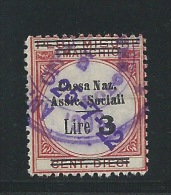 MARCA DA BOLLO- REVENUE - MARCHE  PER CASSA NAZ.ASSIC.SOCIALI LIRE 3 SU CENT.DIECI - Revenue Stamps