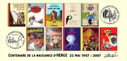 FRANCE 2007 N°29 Albums Fictifs + 2 Cachets Premier Jour FDC TINTIN KUIFJE TIM HERGE GUEBWILLER - Hergé