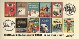 FRANCE 2007 N°43 Albums Fictifs + 2 Cachets Premier Jour FDC TINTIN KUIFJE TIM HERGE GUEBWILLER - Hergé