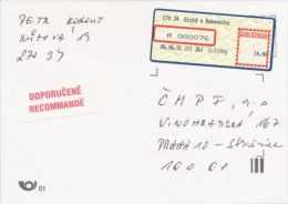 Czech Rep. / APOST (2001) 270 34 Cista U Rakovnika (R-letter) Tariff: 14,40 CZK; Label "RECOMMANDE" (A08002) - Brieven En Documenten