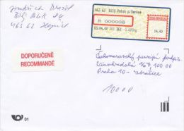 Czech Rep. / APOST (2002) 463 63 Bily Potok P.Smrkem (R-letter) Tariff: 14,40 CZK; Label "RECOMMANDE" (A08036) - Briefe U. Dokumente