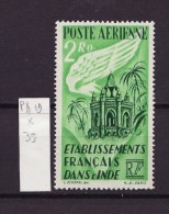 Inde Française - India - Indien Poste Aérienne 1949 Y&T N°PA19 - Michel N°F(?) *** - 2r Aile Et Monument - Neufs