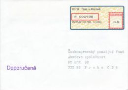 Czech Rep. / APOST (2002) 691 54 Tynec U Breclave (R-letter) Tariff: 14,40 CZK, Postmark "Doporucene" (A08066) - Lettres & Documents