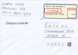 Czech Rep. / APOST (2002) 591 03 Zdar Nad Sazavou 3 (R-letter) Tariff: 14,40 CZK; Postmark "Doporucene" (A08099) - Storia Postale