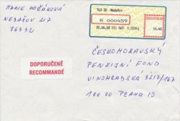 Czech Rep. / APOST (2002) 763 32 Nedasov (R-letter) Tariff: 14,40 CZK; Label "RECOMMANDE" (A08103) - Brieven En Documenten