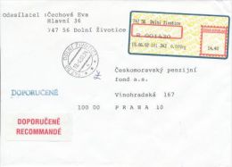 Czech Rep. / APOST (2002) 747 56 Dolni Zivotice (R-letter) Tariff: 14,40 CZK; Label + Postm. "DOPORUCENE"; "Z" (A08112) - Lettres & Documents