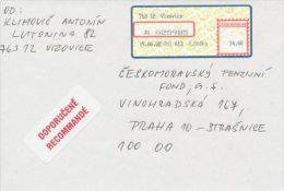 Czech Rep. / APOST (2002) 763 12 Vizovice (R-letter) Tariff: 14,40 CZK; Label "RECOMMANDE" (A08115) - Briefe U. Dokumente
