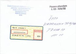 Czech Rep. / APOST (2002) 436 01 Litvinov 1 (letter) Tariff: BEZH (= Paid Transfer) (A08146) - Briefe U. Dokumente