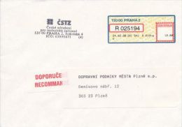 Czech Rep. / APOST (1998) 120 00 PRAHA 2 (R-letter) Tariff: 12,60 CZK; Label "RECOMMANDE" (A08187) - Cartas & Documentos