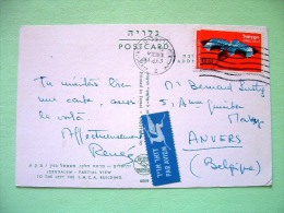 Israel 1963 Postcard "Jerusalem" To Belgium - Bird Kingfisher (stamp Broken) - Lettres & Documents