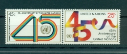 Nations Unies New York 1990 - Michel N.602/03 - 45e Anniversaire De L'Organisat - Ungebraucht