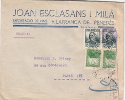 1936, LETTRE ESPAGNE,  CENSURA REPUBLICA, VILAFRANCA DEL PENEDES Pour PARIS,  /1644 - Bolli Di Censura Repubblicana