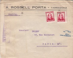 1937, LETTRE ESPAGNE,  CENSURA REPUBLICA, TARRAGONA Pour PARIS,  /3359 - Marques De Censures Républicaines