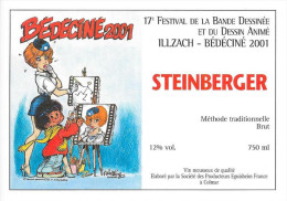 BEDECINE 2001 François WALTHERY & NATACHA Etiquette De Vin Du Festival De Bande Dessinée D´Illzach - Riesling