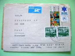Israel 1980 Cover To Holland - Rosh Pinna - Children Painting - Star Of David- Flying Deer Label - Lettres & Documents