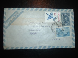 LETTRE PAR AVION POUR FRANCE TP 50P + 15P + 3P OBL. 22 NOV 67 BUENOS AIRES + PROF DR JOSE VALLS - Briefe U. Dokumente