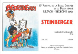 BEDECINE 2001 François WALTHERY & NATACHA Etiquette De Vin Du Festival De Bande Dessinée D´Illzach - Arte Della Tavola