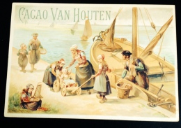 Cacao Van Houten  Belle Chromo Champenois Grand Format Retour De Pêche Enfants Jouet Voilier Voiture D´enfant - Van Houten